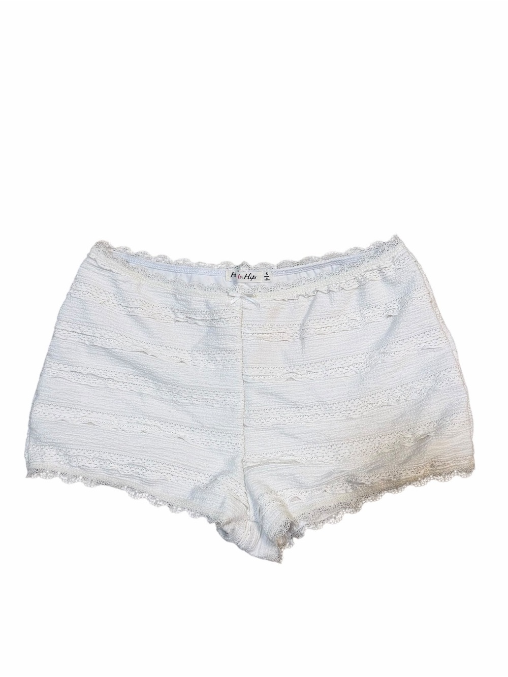 Heart Hips White Lace Pointelle Lounge Shorts Small Coquette Y2K